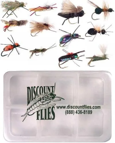 Terrestrial Dry Fly Fishing Flies ??Fishing Kit w/Fly Box & 12 Dry Flies for Trout Fishing ??Realistic and Effective Fly Fishing Gear ??Trout Flies for Fly Fishing on Strong Sharp Hooks