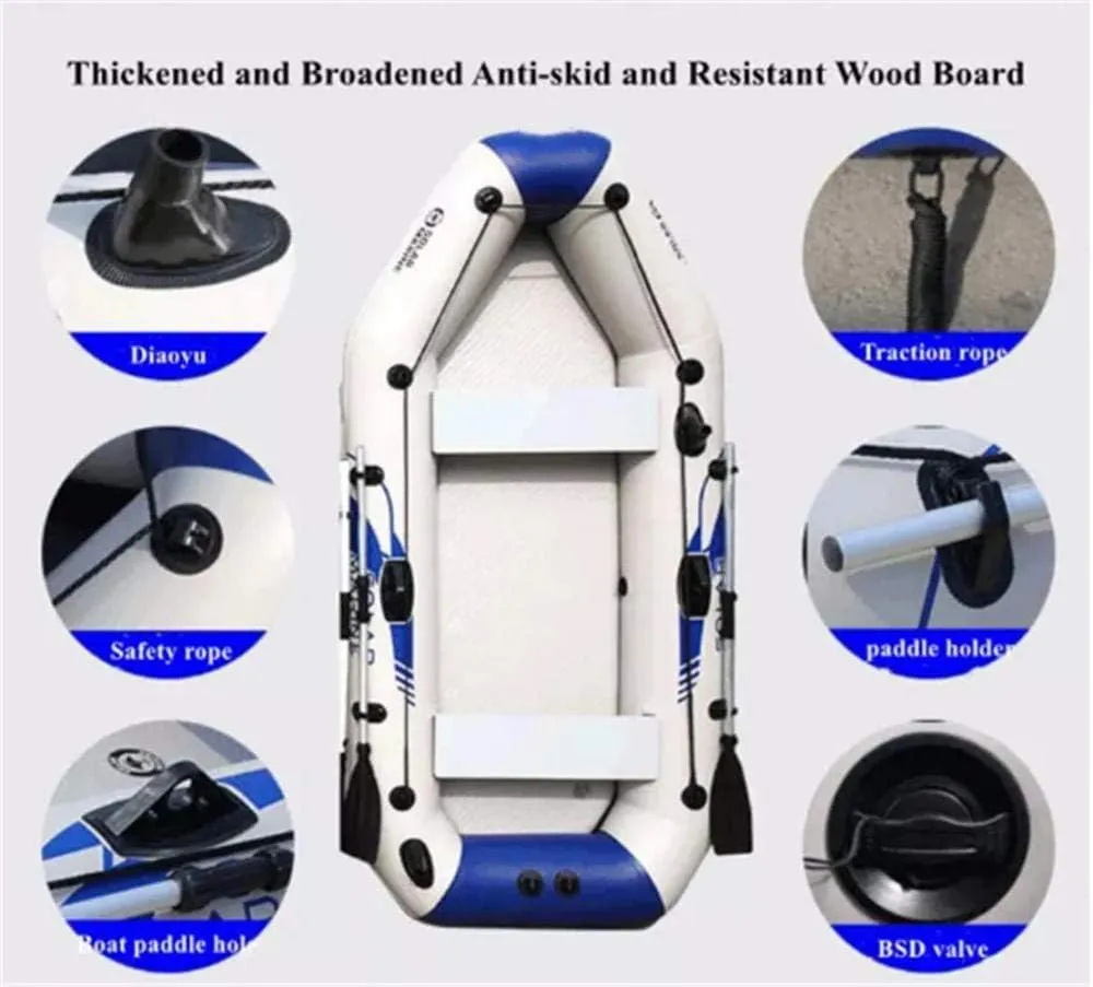 Thickened Inflatable Kayak, Independent Bottom Plate, 3 Independent Air Chambers, Suitable for Fishing, Rafting and Lifeboat,2.3M